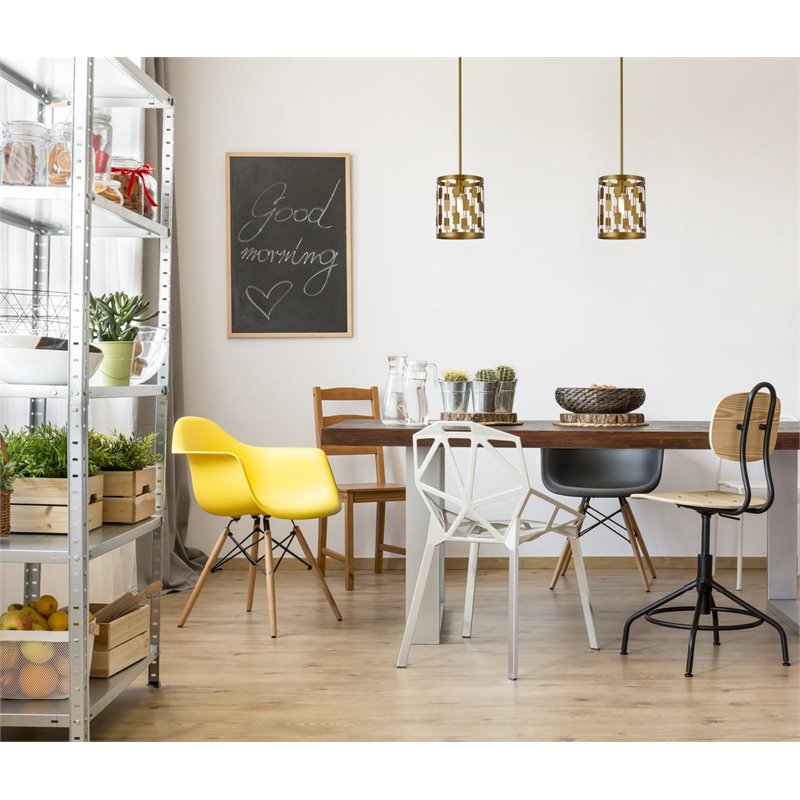 Living District Levante 1-Light Mid-Century Metal Pendant in Brass Finish