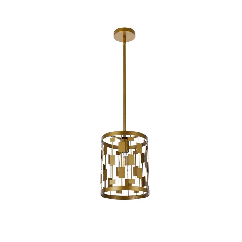 Living District Levante 1-Light Mid-Century Metal Pendant in Brass Finish