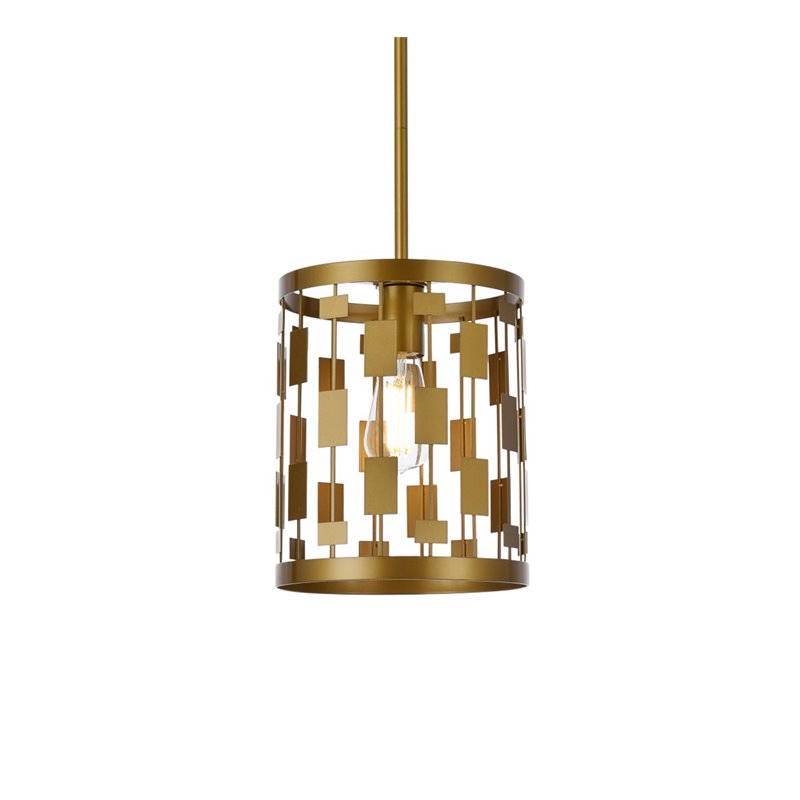 Living District Levante 1-Light Mid-Century Metal Pendant in Brass Finish