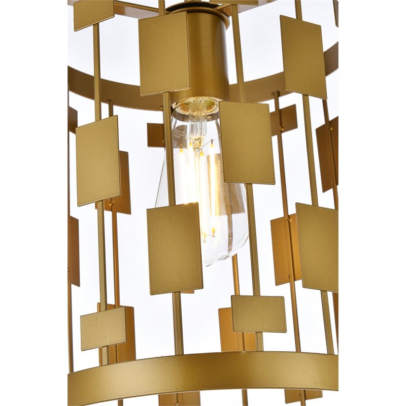 Living District Levante 1-Light Mid-Century Metal Pendant in Brass Finish