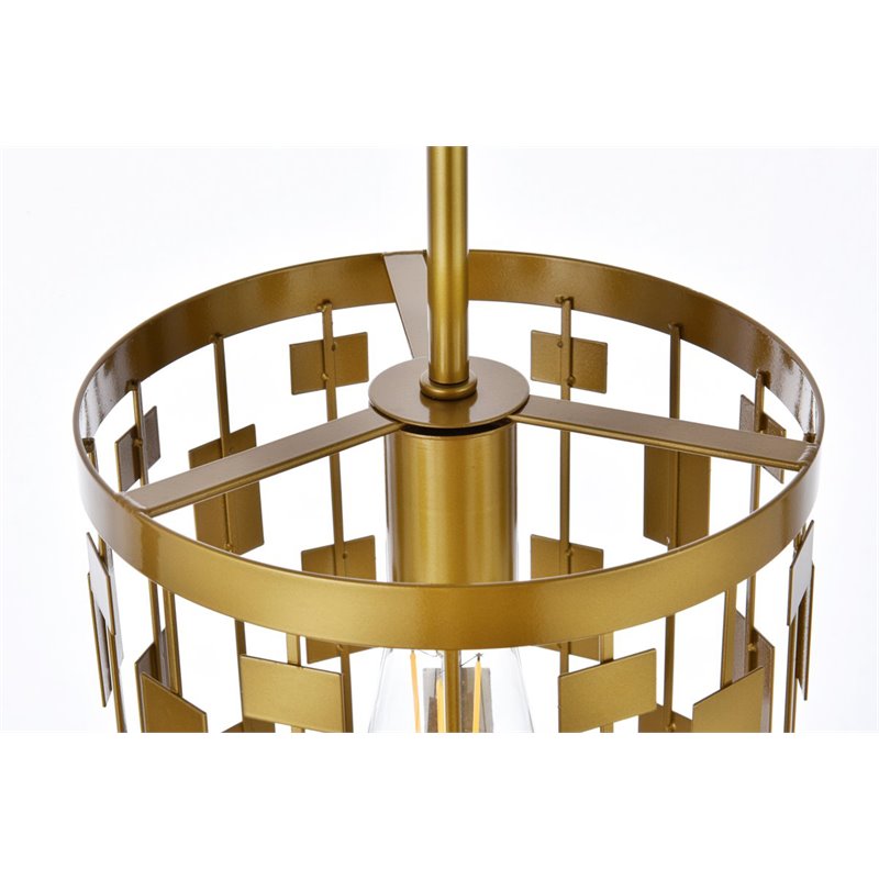 Living District Levante 1-Light Mid-Century Metal Pendant in Brass Finish