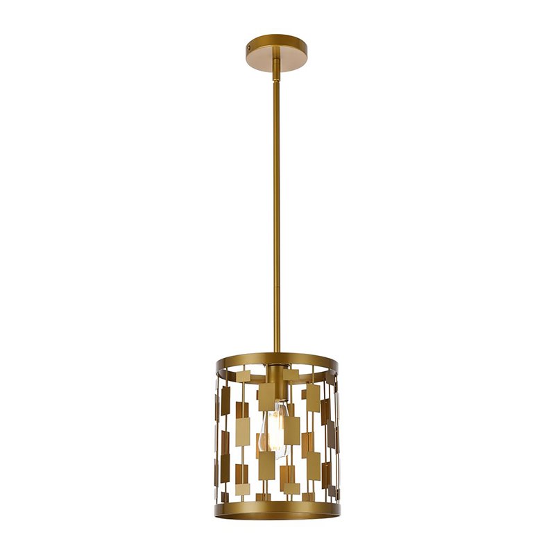 Living District Levante 1-Light Mid-Century Metal Pendant in Brass Finish