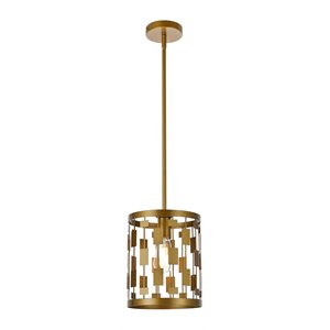 Living District Levante 1-Light Mid-Century Metal Pendant in Brass Finish