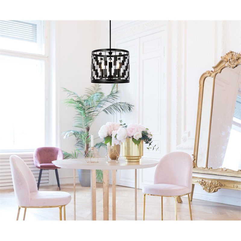 Living District Levante 3-Light Mid-Century Metal Pendant in Black