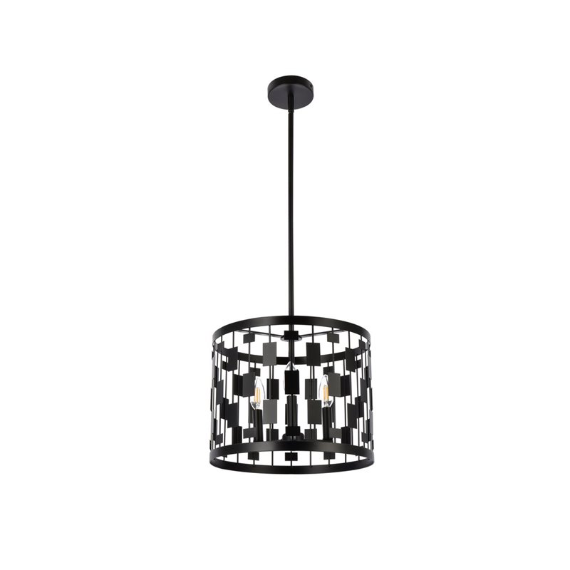 Living District Levante 3-Light Mid-Century Metal Pendant in Black