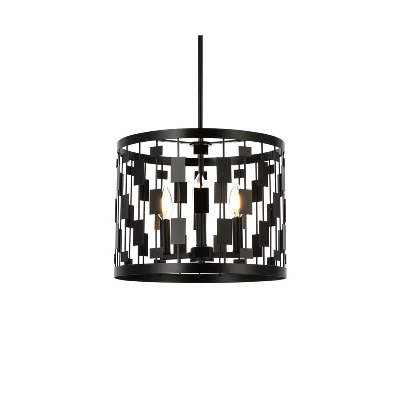 Living District Levante 3-Light Mid-Century Metal Pendant in Black