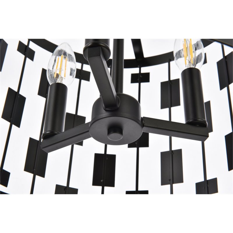 Living District Levante 3-Light Mid-Century Metal Pendant in Black