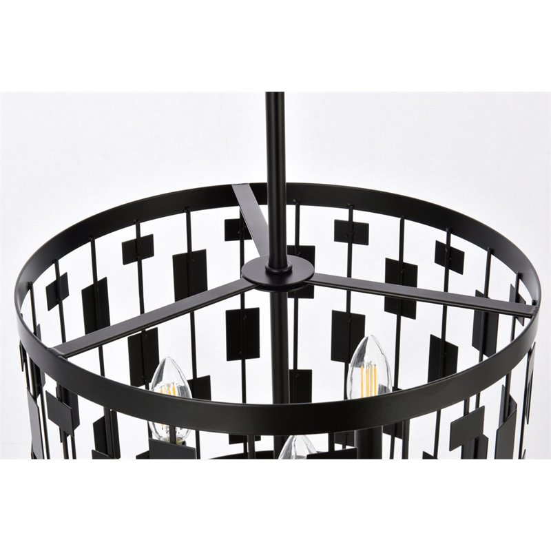 Living District Levante 3-Light Mid-Century Metal Pendant in Black
