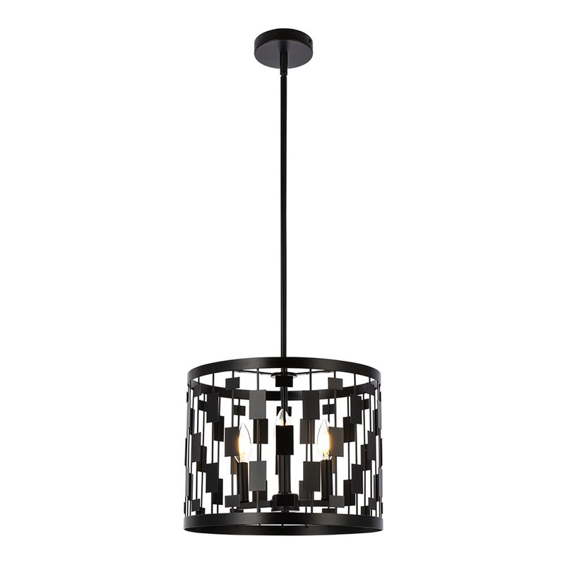 Living District Levante 3-Light Mid-Century Metal Pendant in Black