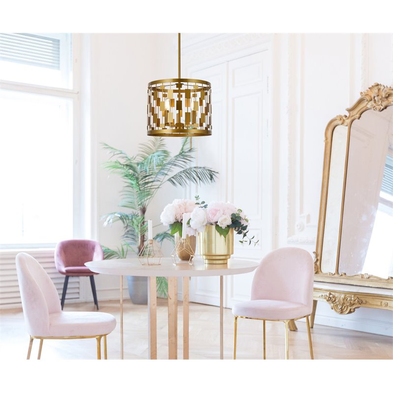Living District Levante 3-Light Mid-Century Metal Pendant in Brass