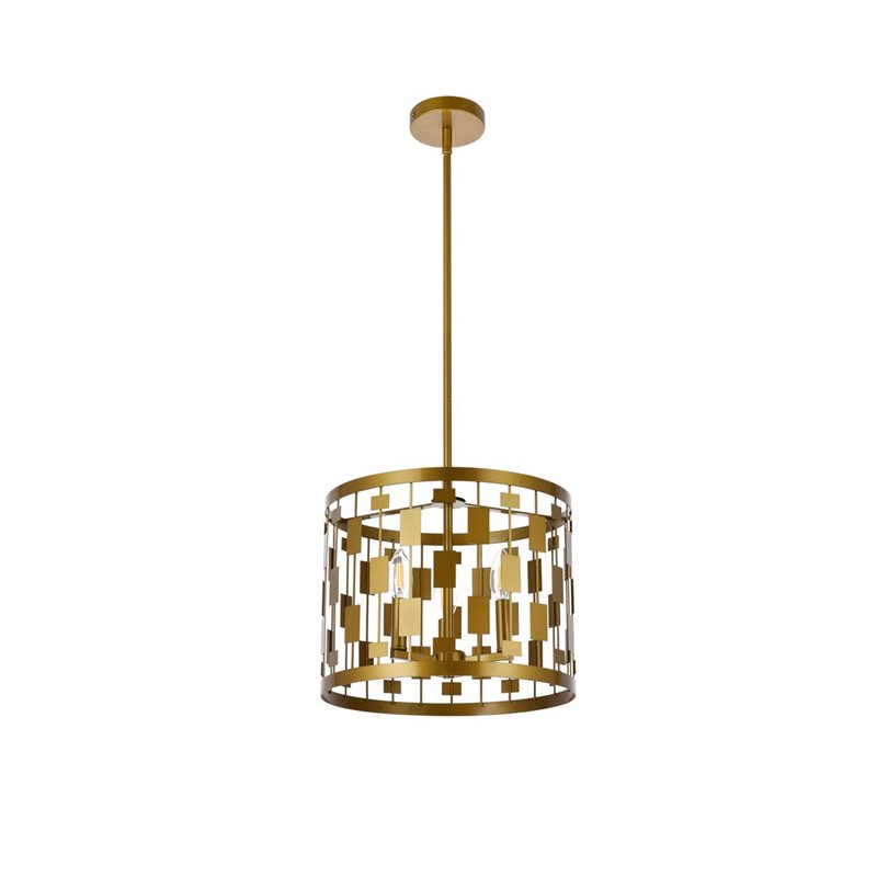Living District Levante 3-Light Mid-Century Metal Pendant in Brass