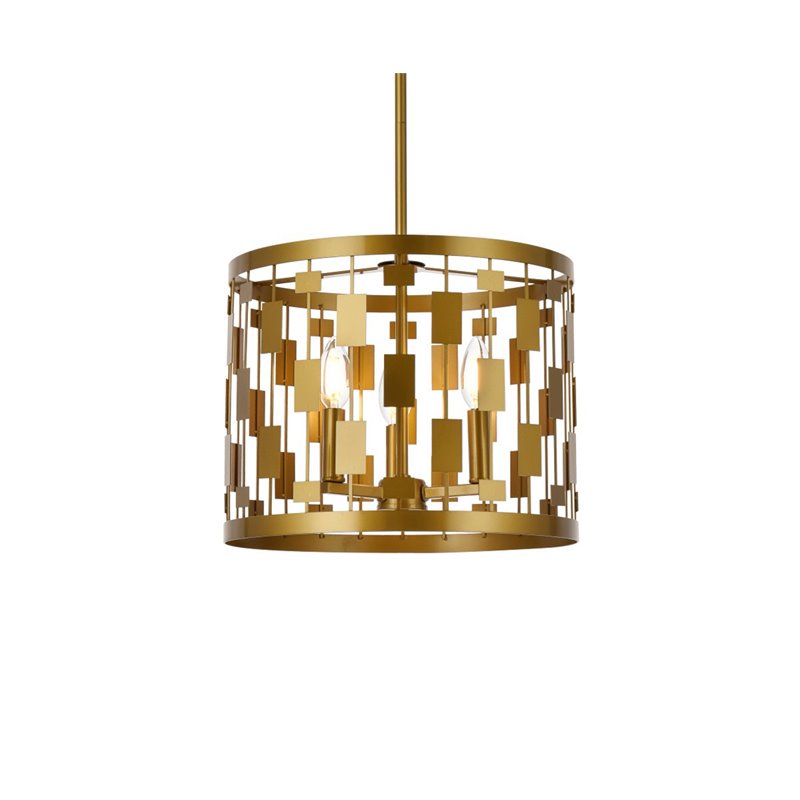 Living District Levante 3-Light Mid-Century Metal Pendant in Brass