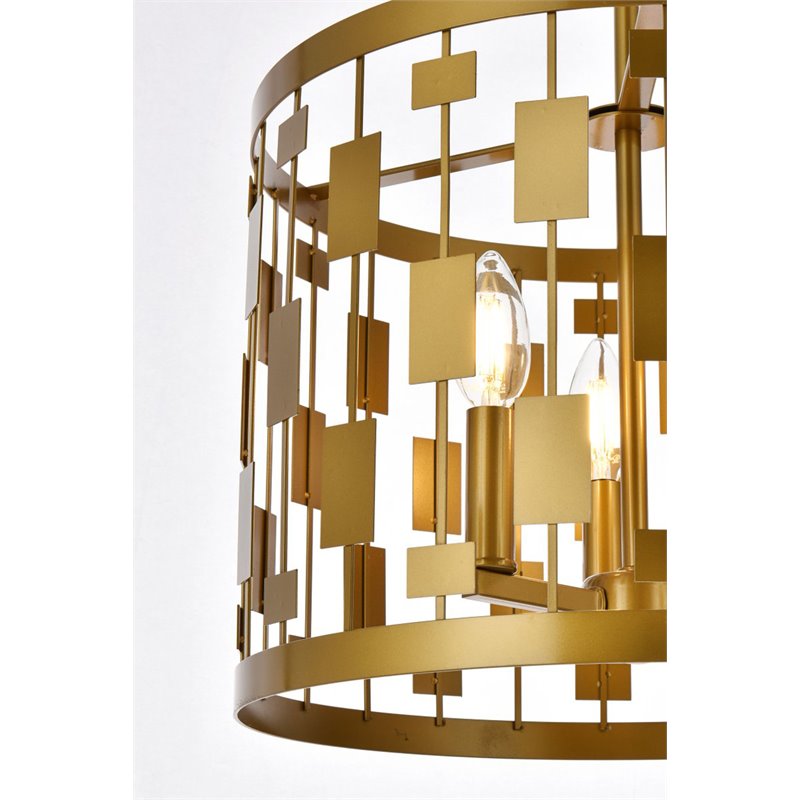 Living District Levante 3-Light Mid-Century Metal Pendant in Brass