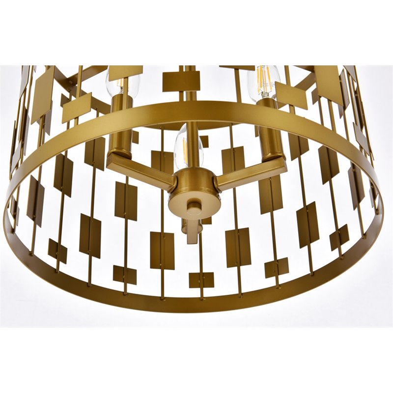 Living District Levante 3-Light Mid-Century Metal Pendant in Brass