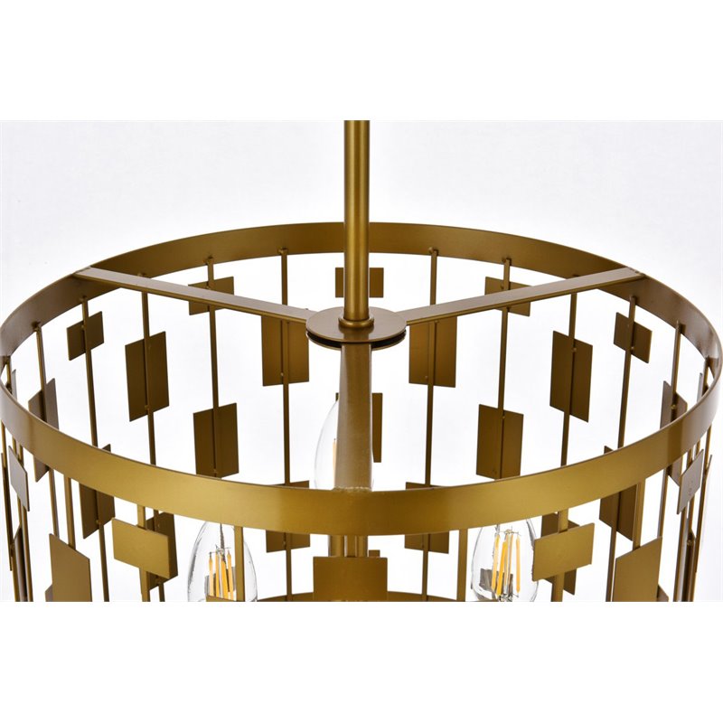 Living District Levante 3-Light Mid-Century Metal Pendant in Brass