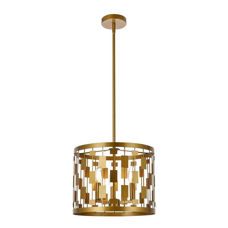 Living District Levante 3-Light Mid-Century Metal Pendant in Brass