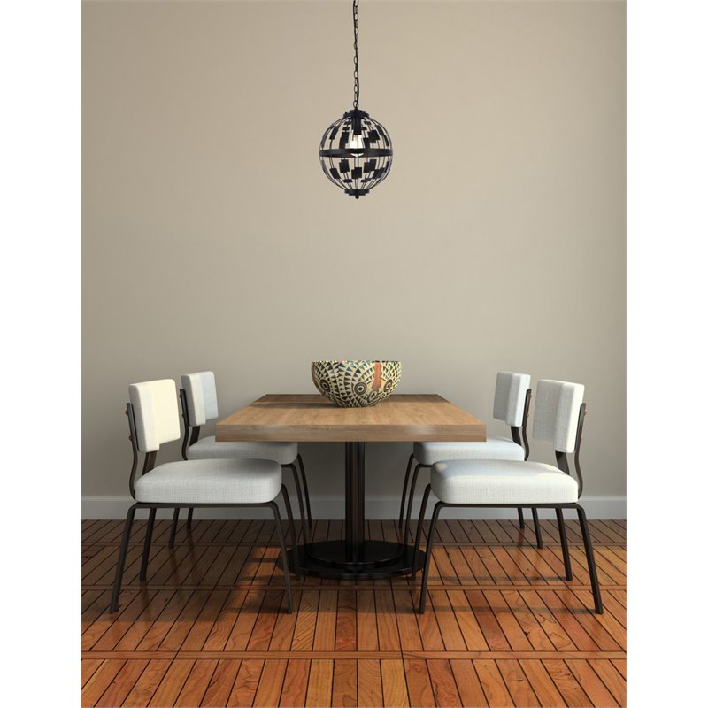 Living District Levante 1-Light Mid-Century Metal Pendant in Black