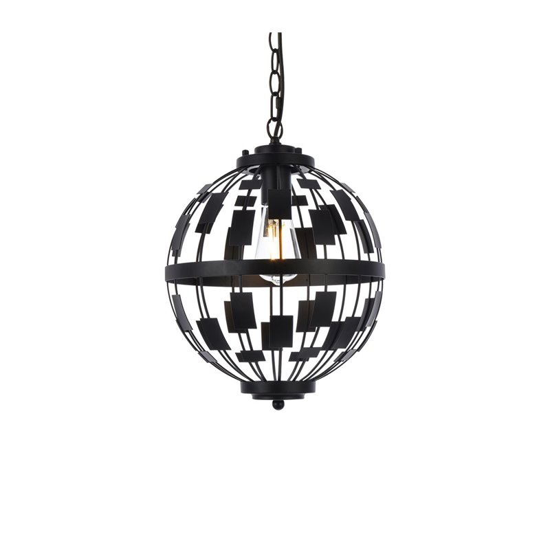 Living District Levante 1-Light Mid-Century Metal Pendant in Black
