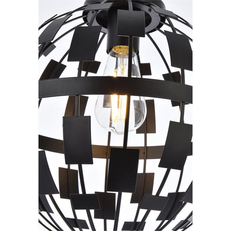 Living District Levante 1-Light Mid-Century Metal Pendant in Black