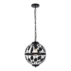 Living District Levante 1-Light Mid-Century Metal Pendant in Black