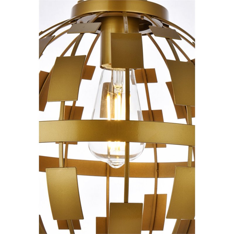Living District Levante 1-Light Mid-Century Metal Pendant in Brass