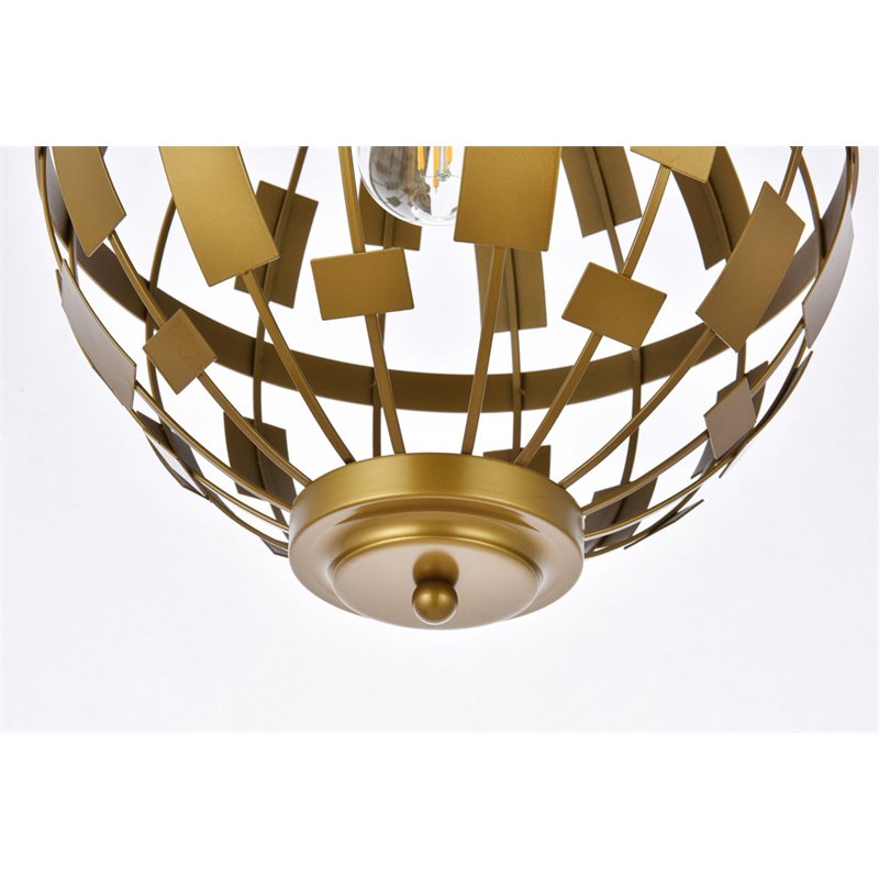 Living District Levante 1-Light Mid-Century Metal Pendant in Brass