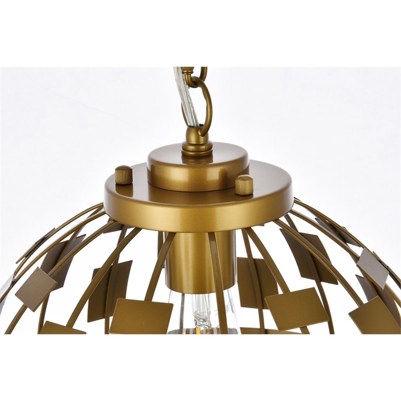 Living District Levante 1-Light Mid-Century Metal Pendant in Brass