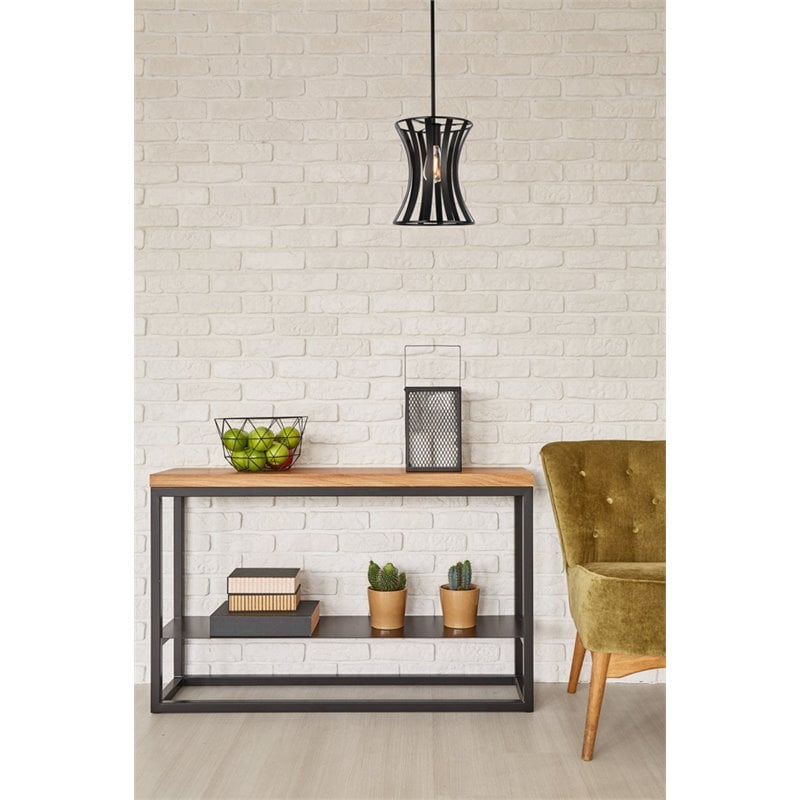 Living District Lily 1-Light Mid-Century Metal Pendant in Black