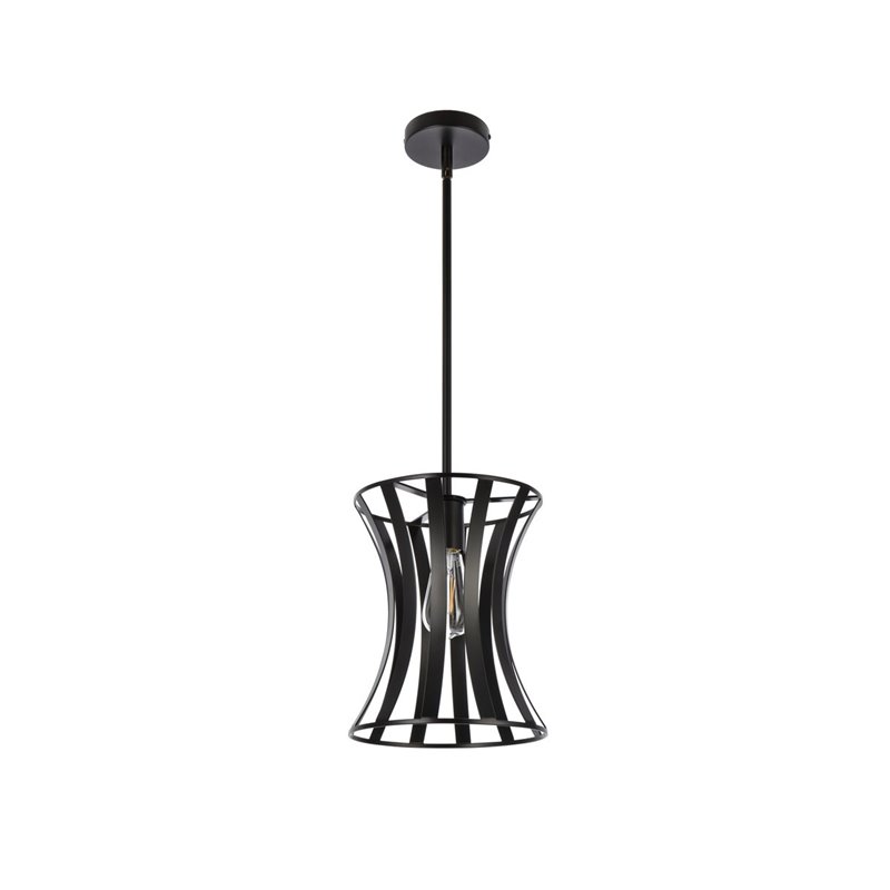 Living District Lily 1-Light Mid-Century Metal Pendant in Black