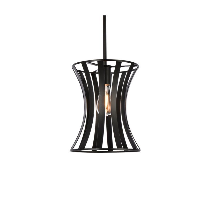 Living District Lily 1-Light Mid-Century Metal Pendant in Black