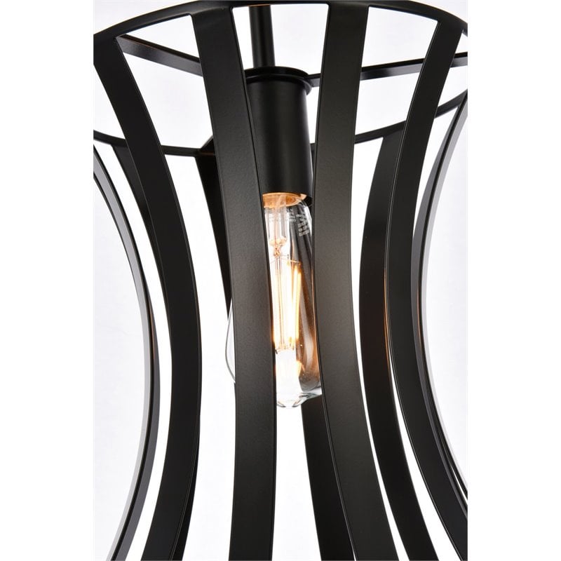 Living District Lily 1-Light Mid-Century Metal Pendant in Black