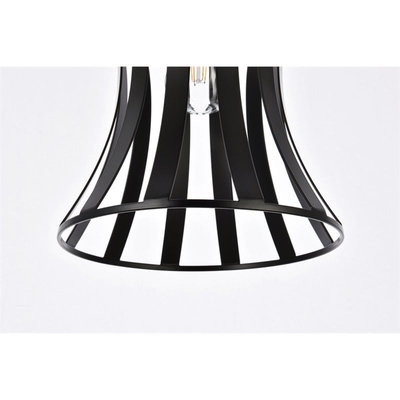 Living District Lily 1-Light Mid-Century Metal Pendant in Black