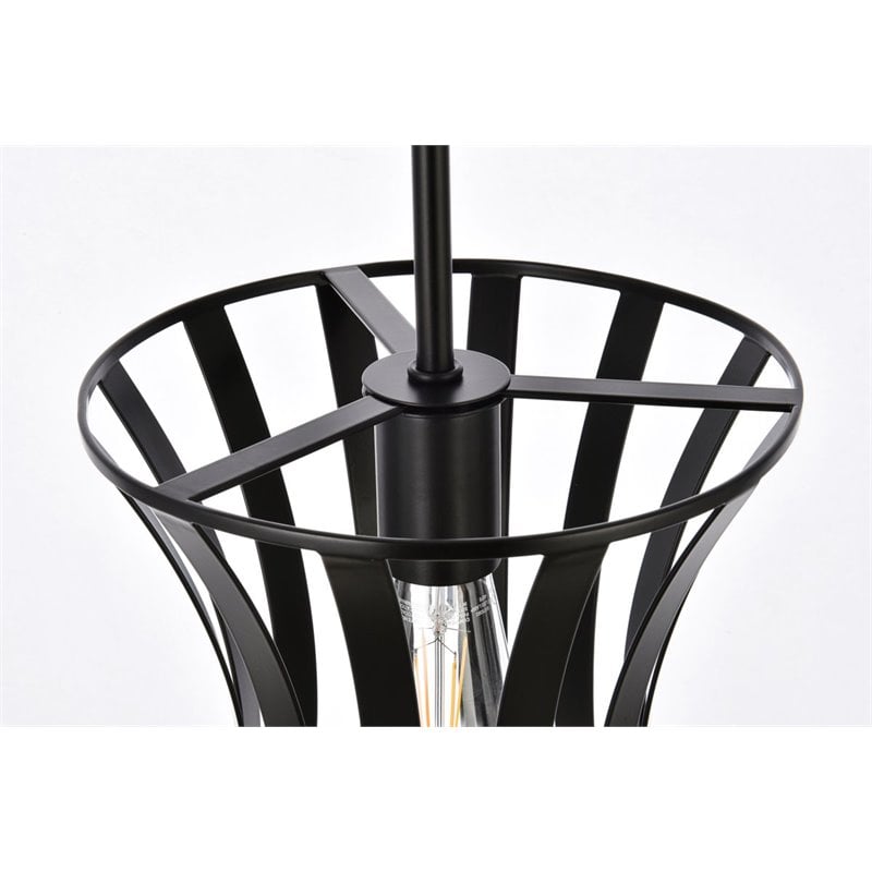 Living District Lily 1-Light Mid-Century Metal Pendant in Black