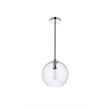 Living District Cashel 1-Light Mid-Century Metal Pendant in Chrome and Clear