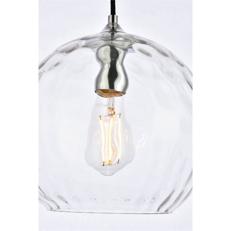 Living District Cashel 1-Light Mid-Century Metal Pendant in Chrome and Clear