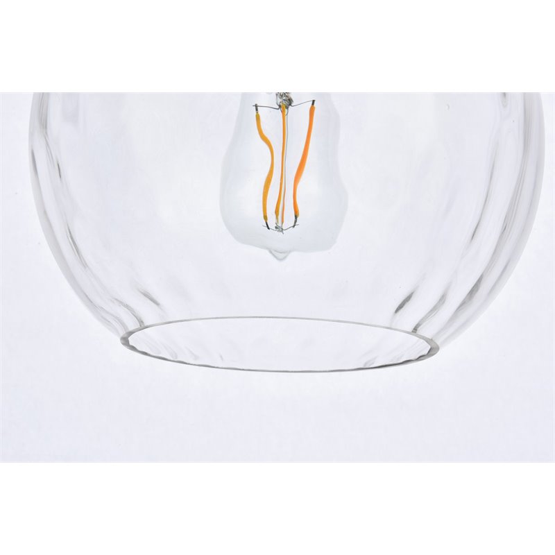 Living District Cashel 1-Light Mid-Century Metal Pendant in Chrome and Clear