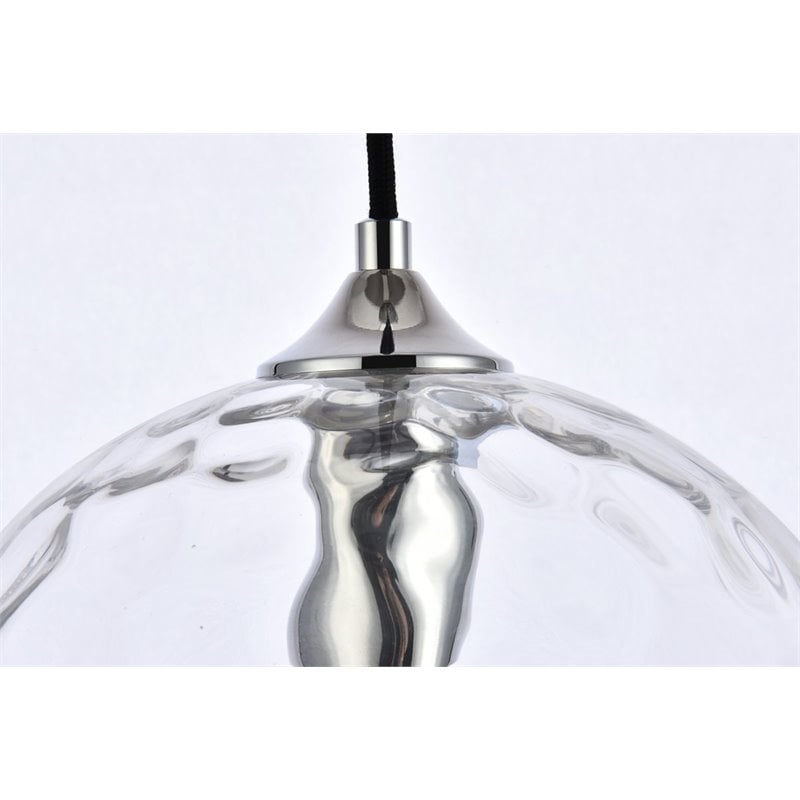 Living District Cashel 1-Light Mid-Century Metal Pendant in Chrome and Clear