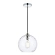 Living District Cashel 1-Light Mid-Century Metal Pendant in Chrome and Clear