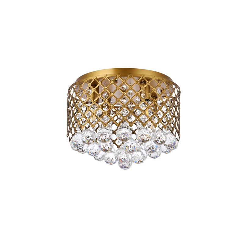 Living District Tully 4-Light Contemporary Metal Flush Mount in Brass and Clear