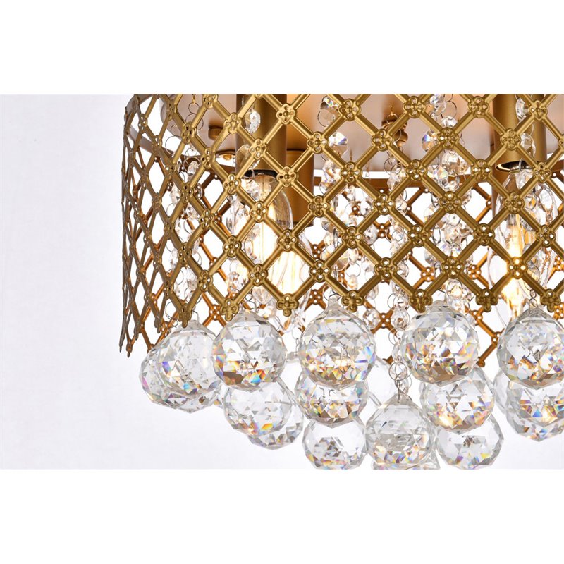 Living District Tully 4-Light Contemporary Metal Flush Mount in Brass and Clear