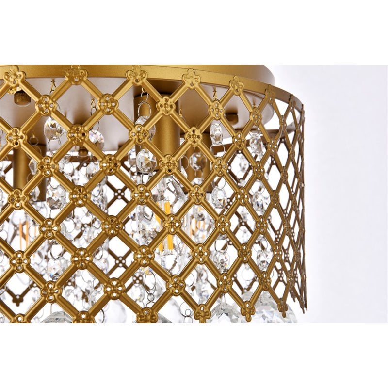 Living District Tully 4-Light Contemporary Metal Flush Mount in Brass and Clear