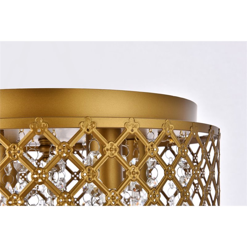 Living District Tully 4-Light Contemporary Metal Flush Mount in Brass and Clear
