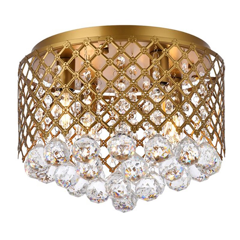 Living District Tully 4-Light Contemporary Metal Flush Mount in Brass and Clear
