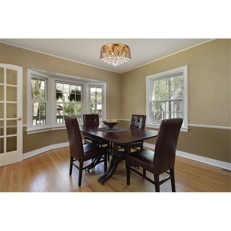 Living District Tully 6-Light Contemporary Metal Flush Mount in Brass and Clear