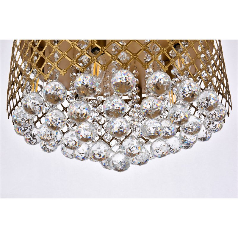 Living District Tully 6-Light Contemporary Metal Flush Mount in Brass and Clear