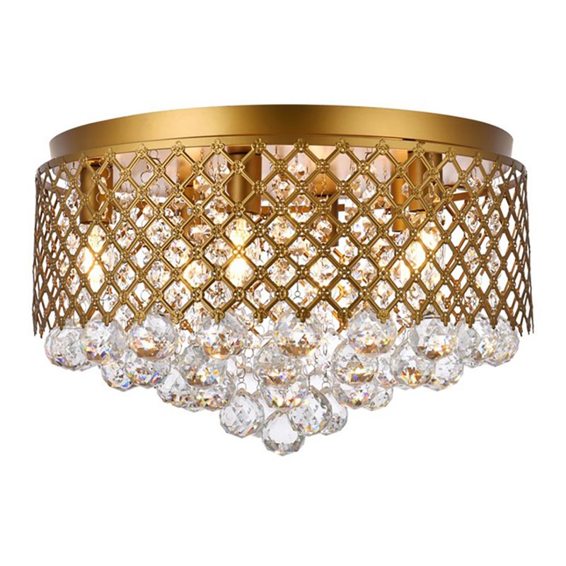 Living District Tully 6-Light Contemporary Metal Flush Mount in Brass and Clear