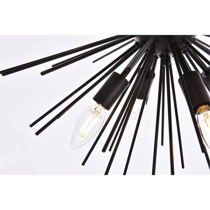 Living District Timber 8-Light Contemporary Metal Pendant in Black