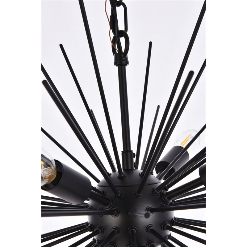 Living District Timber 8-Light Contemporary Metal Pendant in Black