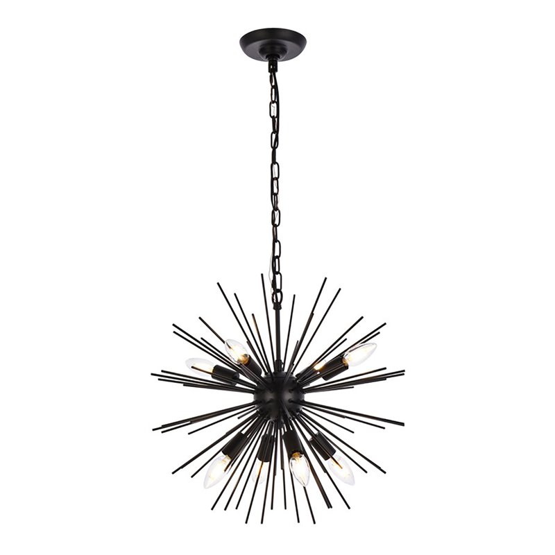 Living District Timber 8-Light Contemporary Metal Pendant in Black