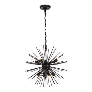 Living District Timber 8-Light Contemporary Metal Pendant in Black